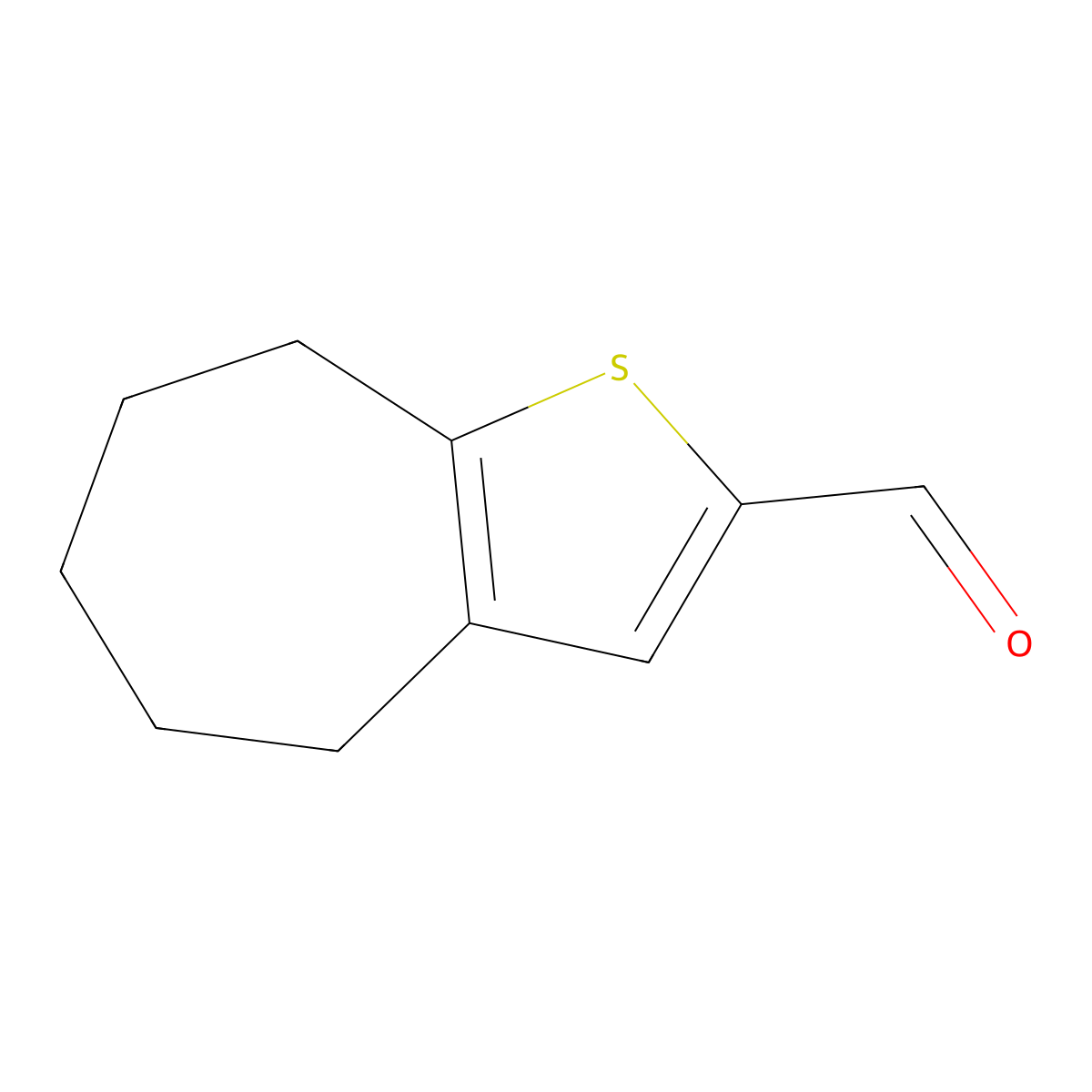 4H,5H,6H,7H,8H-cyclohepta[b]thiophene-2-carbaldehyde molecular structure, CAS 1342510-68-2
