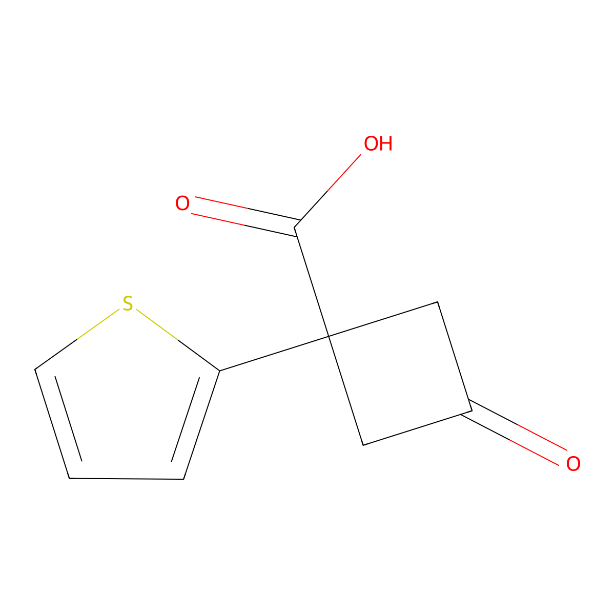 3-Oxo-1-(thiophen-2-yl)cyclobutane-1-carboxylic acid molecular structure, CAS 1342512-16-6