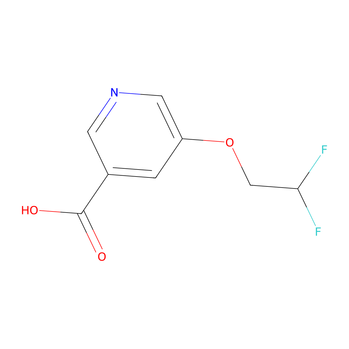 5-(2,2-Difluoroethoxy)pyridine-3-carboxylic acid molecular structure, CAS 1342512-20-2