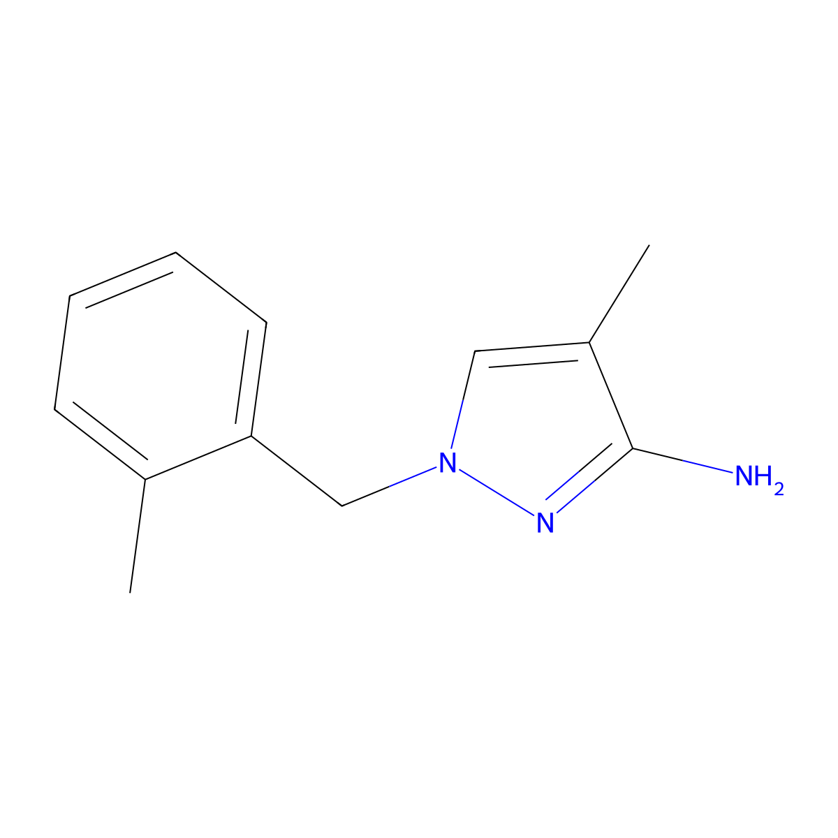 4-methyl-1-[(2-methylphenyl)methyl]-1H-pyrazol-3-amine molecular structure, CAS 1342512-73-5