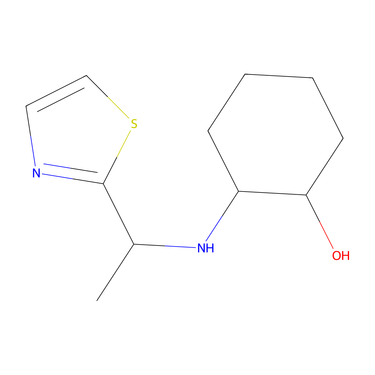 2-{[1-(1,3-Thiazol-2-yl)ethyl]amino}cyclohexan-1-ol molecular structure, CAS 1342514-45-7