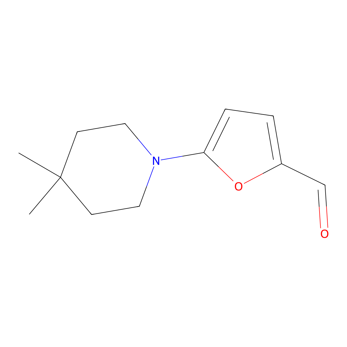 5-(4,4-Dimethylpiperidin-1-yl)furan-2-carbaldehyde molecular structure, CAS 1342514-69-5