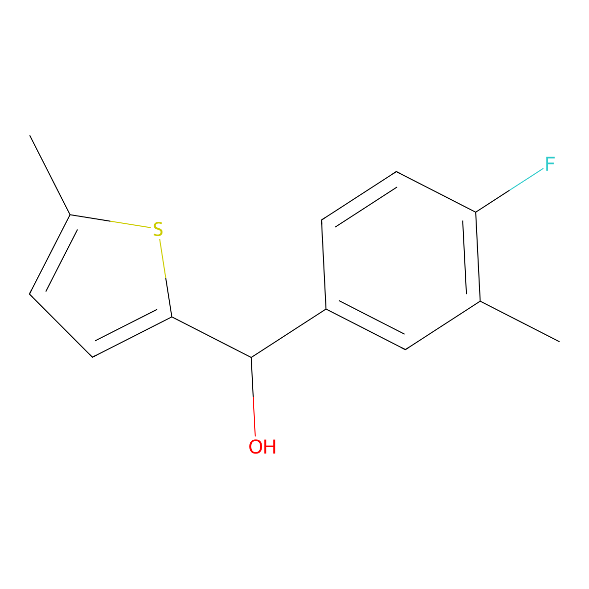 4-Fluoro-3-methylphenyl-(5-methyl-2-thienyl)methanol molecular structure, CAS 1342516-40-8