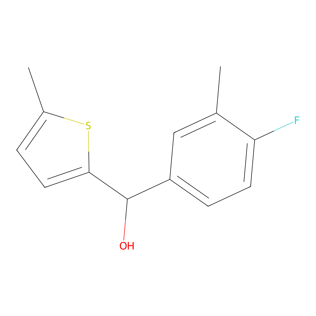 4-Fluoro-3-methylphenyl-(5-methyl-2-thienyl)methanol molecular structure, CAS 1342516-40-8