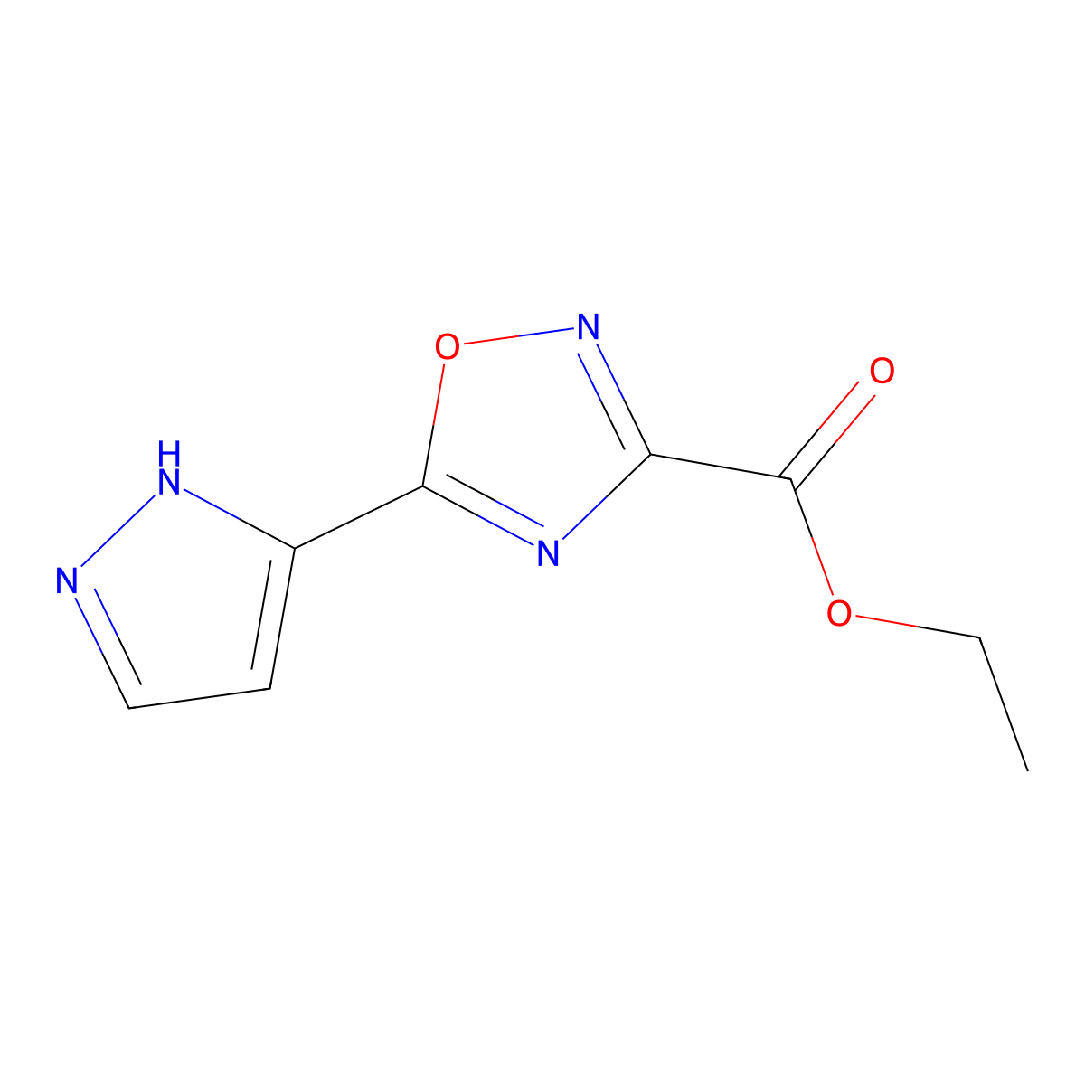 Ethyl 5-(1h-pyrazol-3-yl)-1,2,4-oxadiazole-3-carboxylate molecular structure, CAS 1342517-55-8