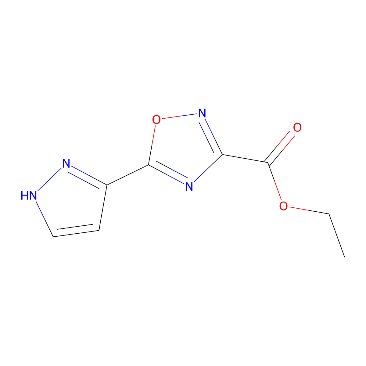 Ethyl 5-(1h-pyrazol-3-yl)-1,2,4-oxadiazole-3-carboxylate molecular structure, CAS 1342517-55-8