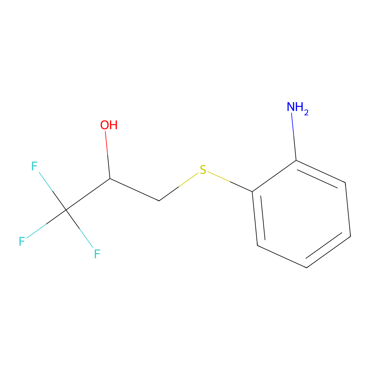 3-(2-Aminophenyl)sulfanyl-1,1,1-trifluoropropan-2-ol molecular structure, CAS 1342517-93-4