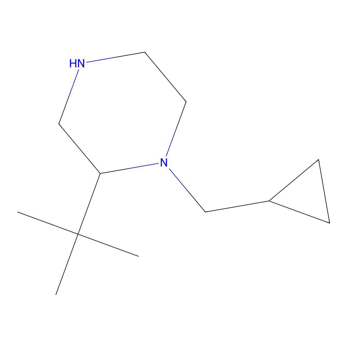 2-Tert-butyl-1-(cyclopropylmethyl)piperazine molecular structure, CAS 1342520-76-6