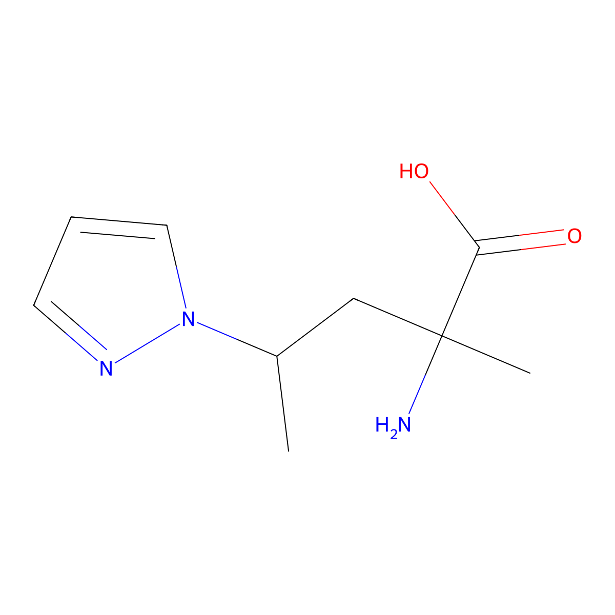 2-Amino-2-methyl-4-(1h-pyrazol-1-yl)pentanoic acid molecular structure, CAS 1342521-02-1