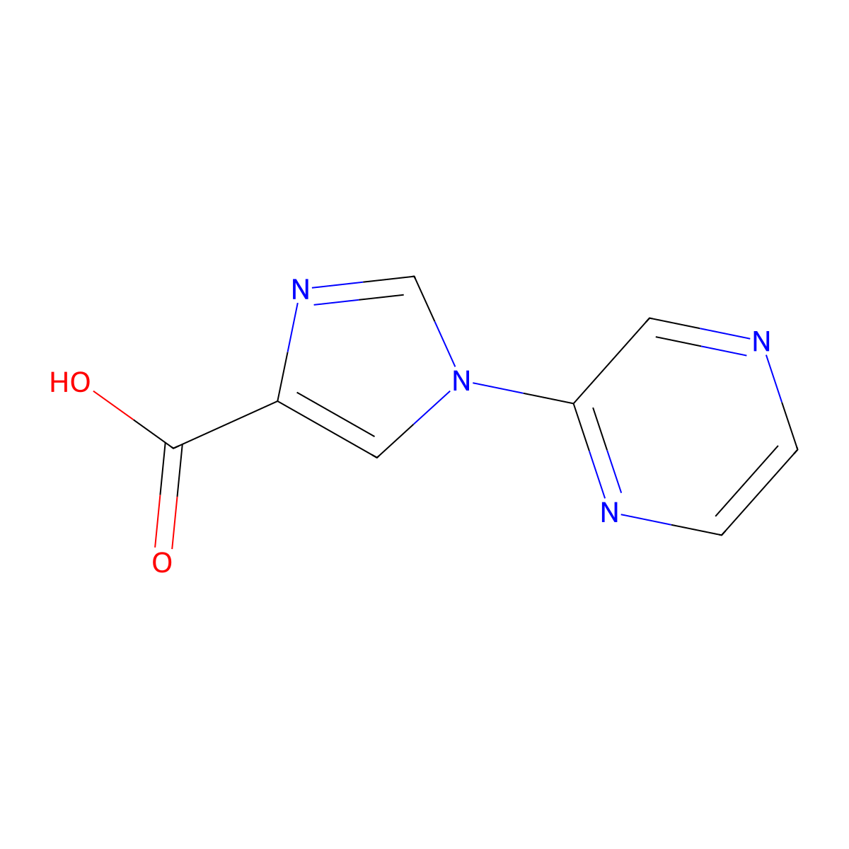 1-(Pyrazin-2-yl)-1H-imidazole-4-carboxylic acid molecular structure, CAS 1342526-35-5
