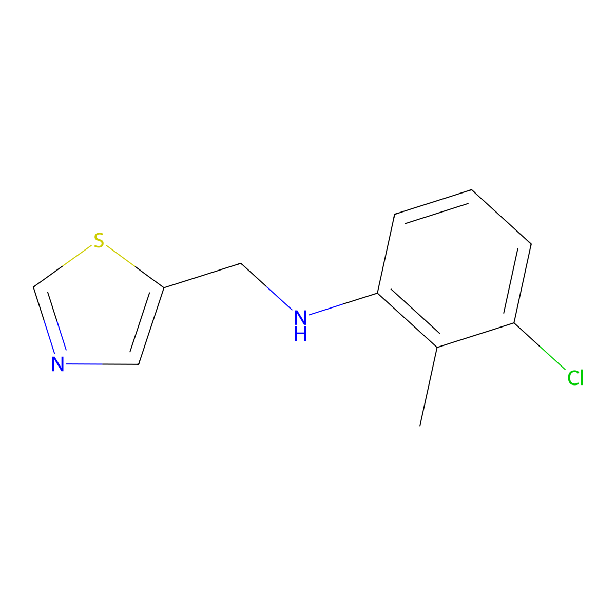 3-chloro-2-methyl-N-[(1,3-thiazol-5-yl)methyl]aniline molecular structure, CAS 1342529-17-2
