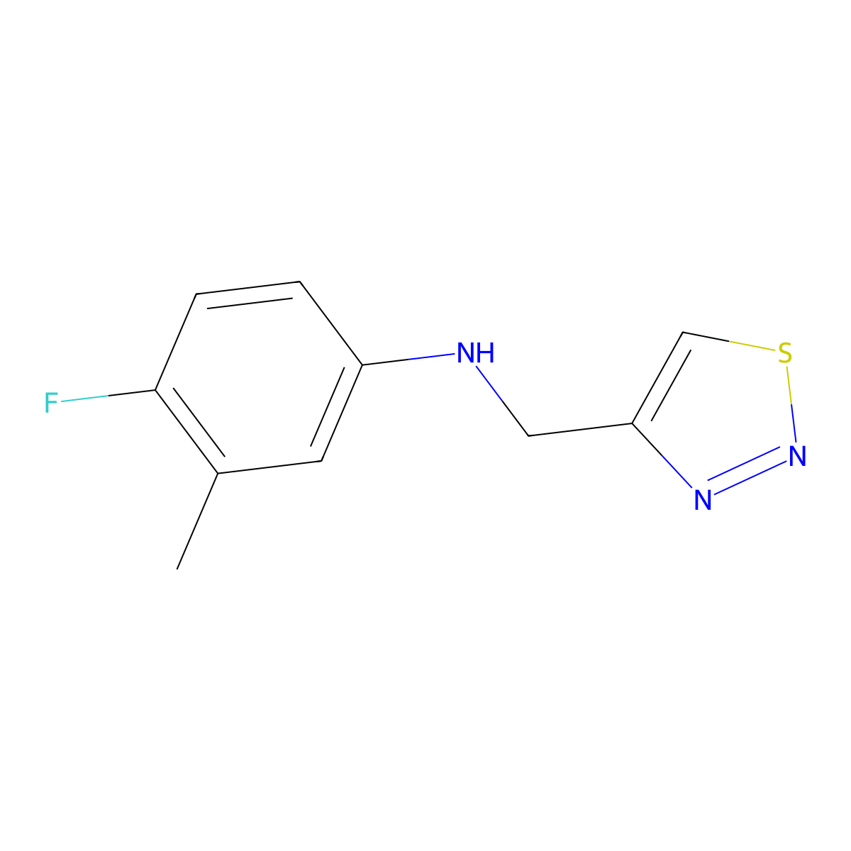 4-fluoro-3-methyl-N-[(1,2,3-thiadiazol-4-yl)methyl]aniline molecular structure, CAS 1342529-49-0