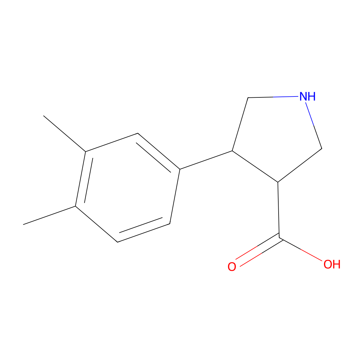 4-(3,4-Dimethylphenyl)pyrrolidine-3-carboxylic acid molecular structure, CAS 1342529-53-6
