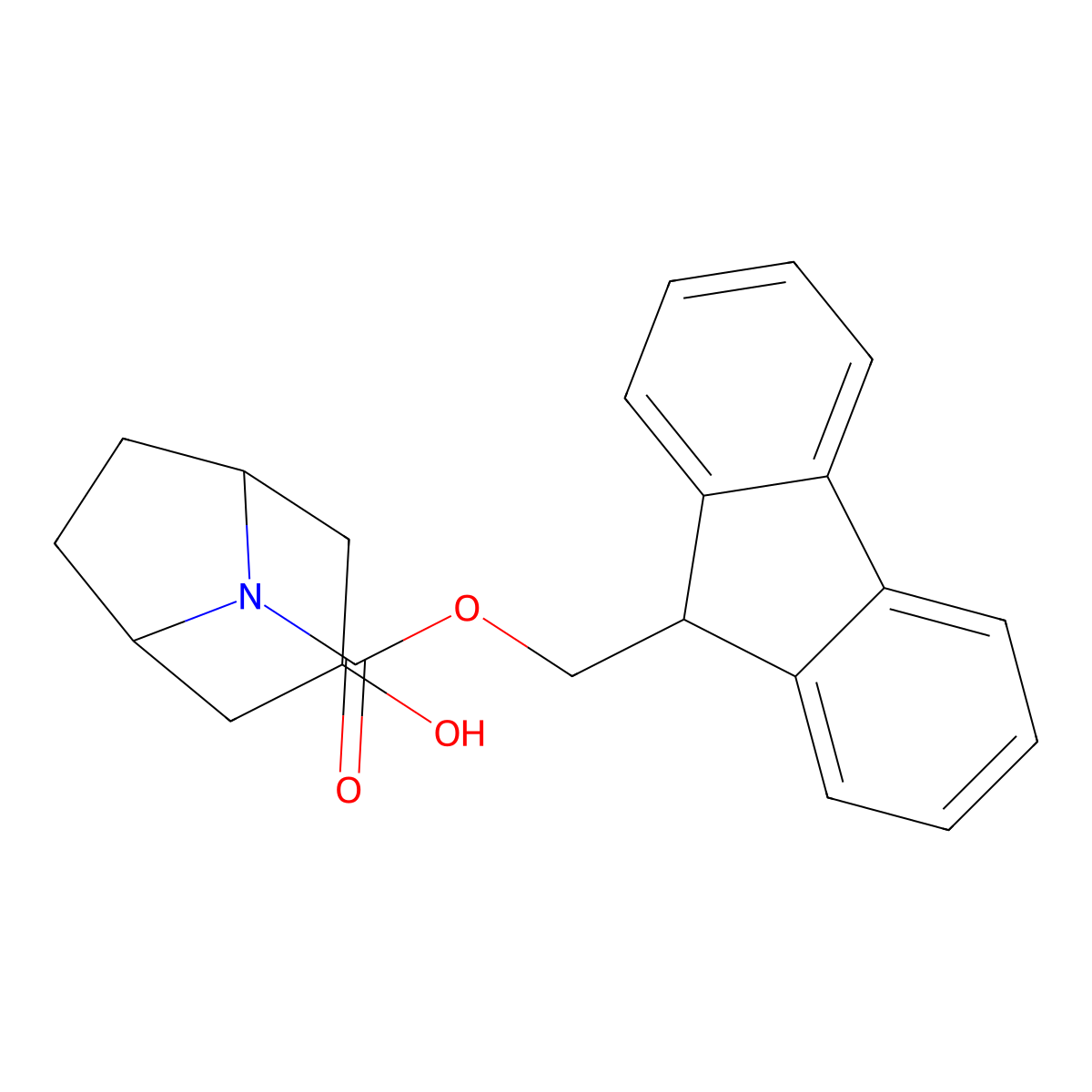9H-fluoren-9-ylmethyl 3-hydroxy-8-azabicyclo[3.2.1]octane-8-carboxylate molecular structure, CAS 1342531-49-0