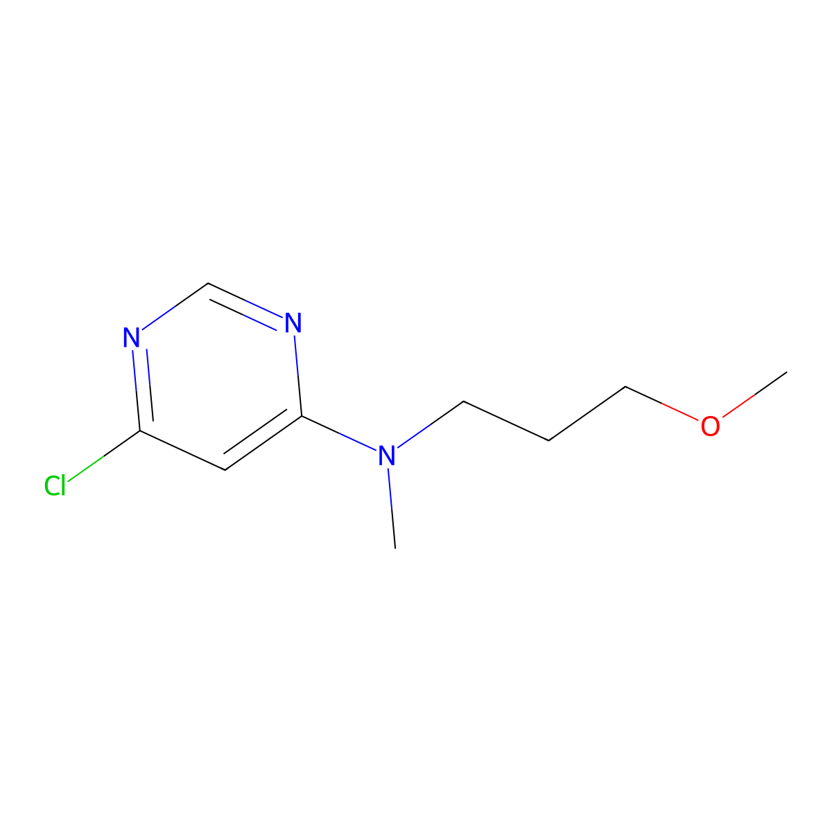 6-chloro-N-(3-methoxypropyl)-N-methylpyrimidin-4-amine molecular structure, CAS 1342537-77-2