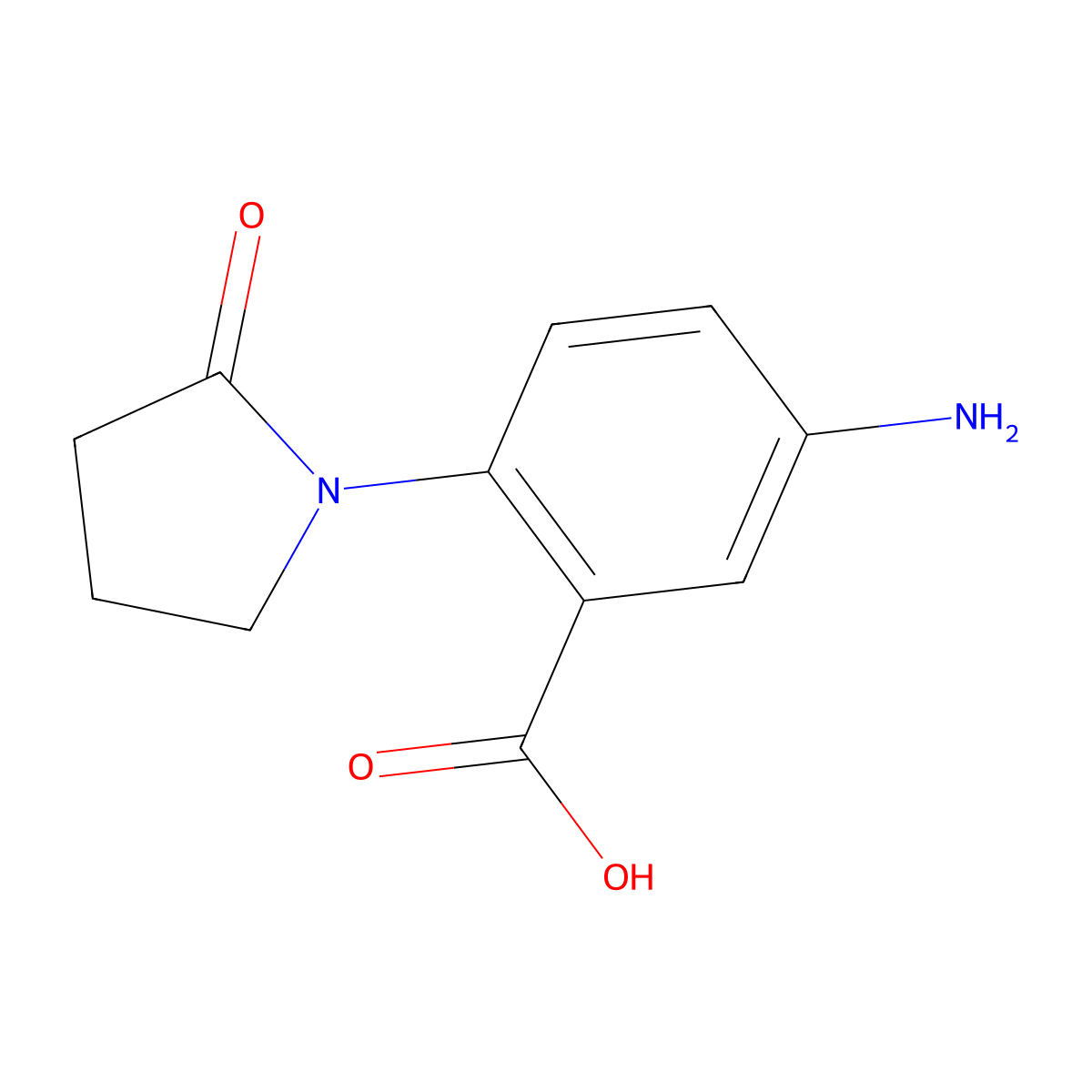 5-Amino-2-(2-oxopyrrolidin-1-yl)benzoic acid molecular structure, CAS 1342540-76-4