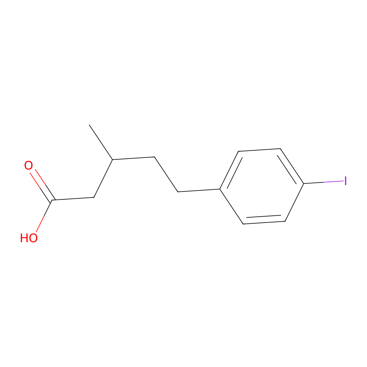 5-(4-Iodophenyl)-3-methylpentanoic acid molecular structure, CAS 1342541-18-7