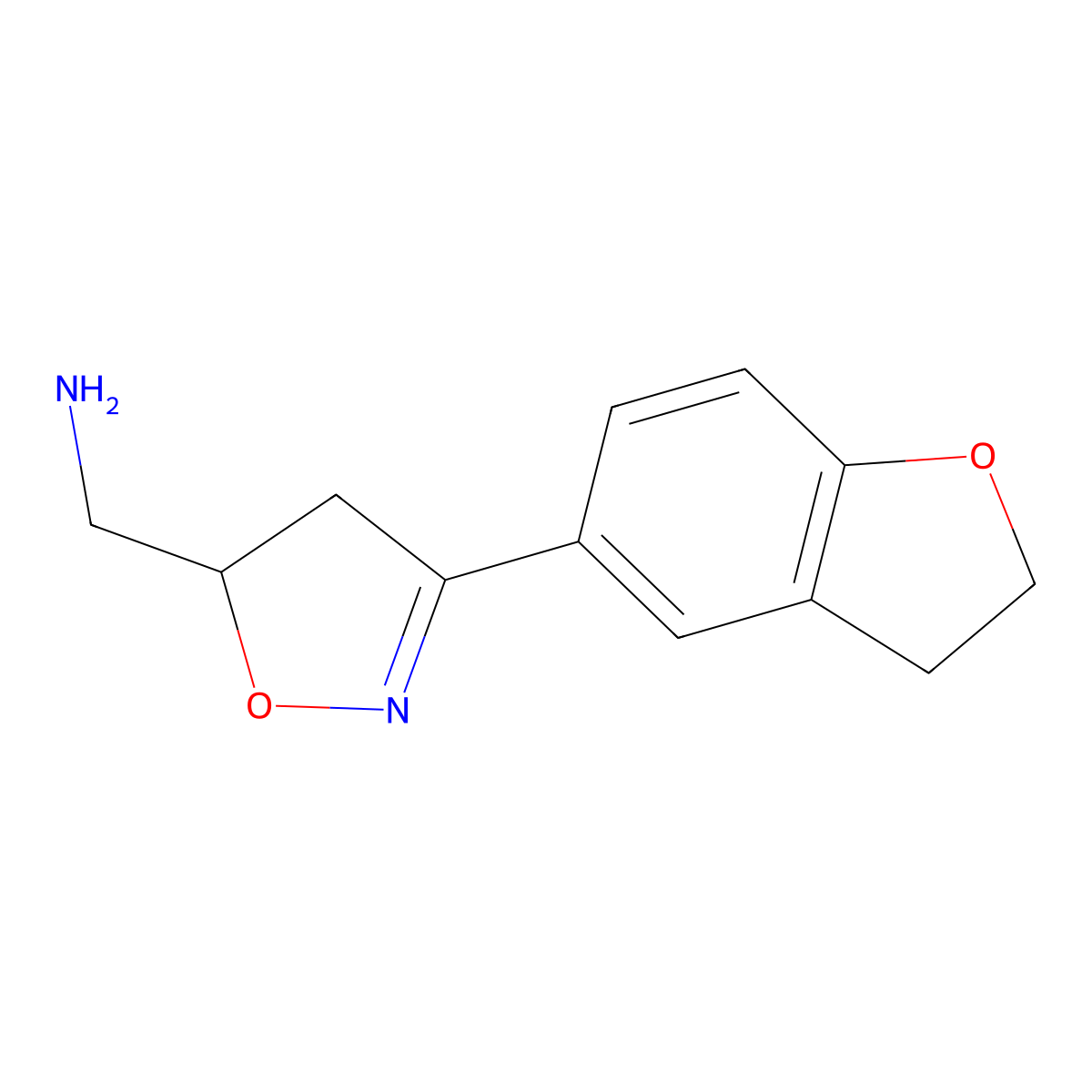 (3-(2,3-Dihydrobenzofuran-5-yl)-4,5-dihydroisoxazol-5-yl)methanamine molecular structure, CAS 1342542-91-9