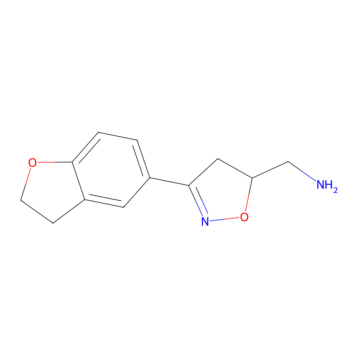 (3-(2,3-Dihydrobenzofuran-5-yl)-4,5-dihydroisoxazol-5-yl)methanamine molecular structure, CAS 1342542-91-9