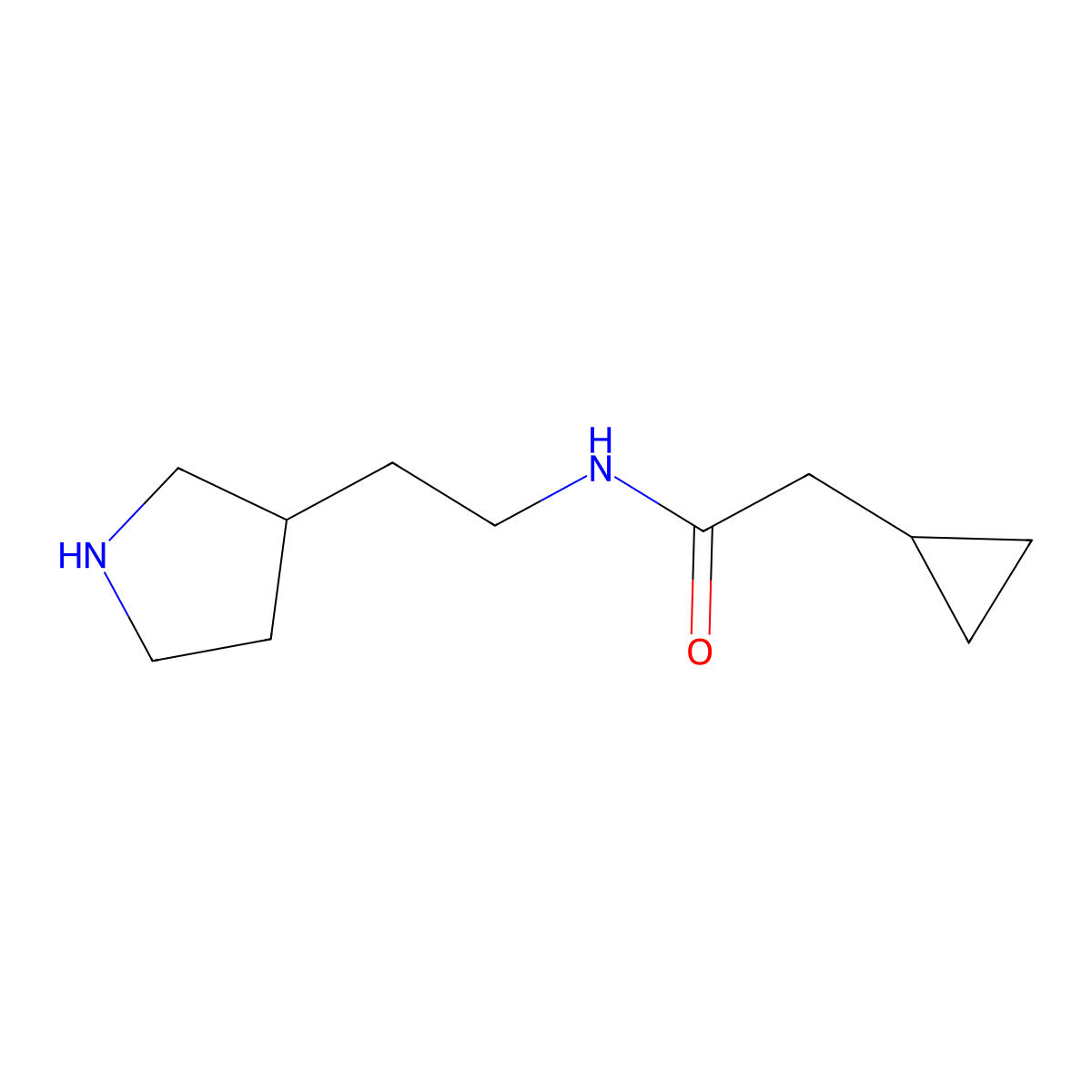 2-Cyclopropyl-N-(2-(pyrrolidin-3-yl)ethyl)acetamide molecular structure, CAS 1342543-33-2