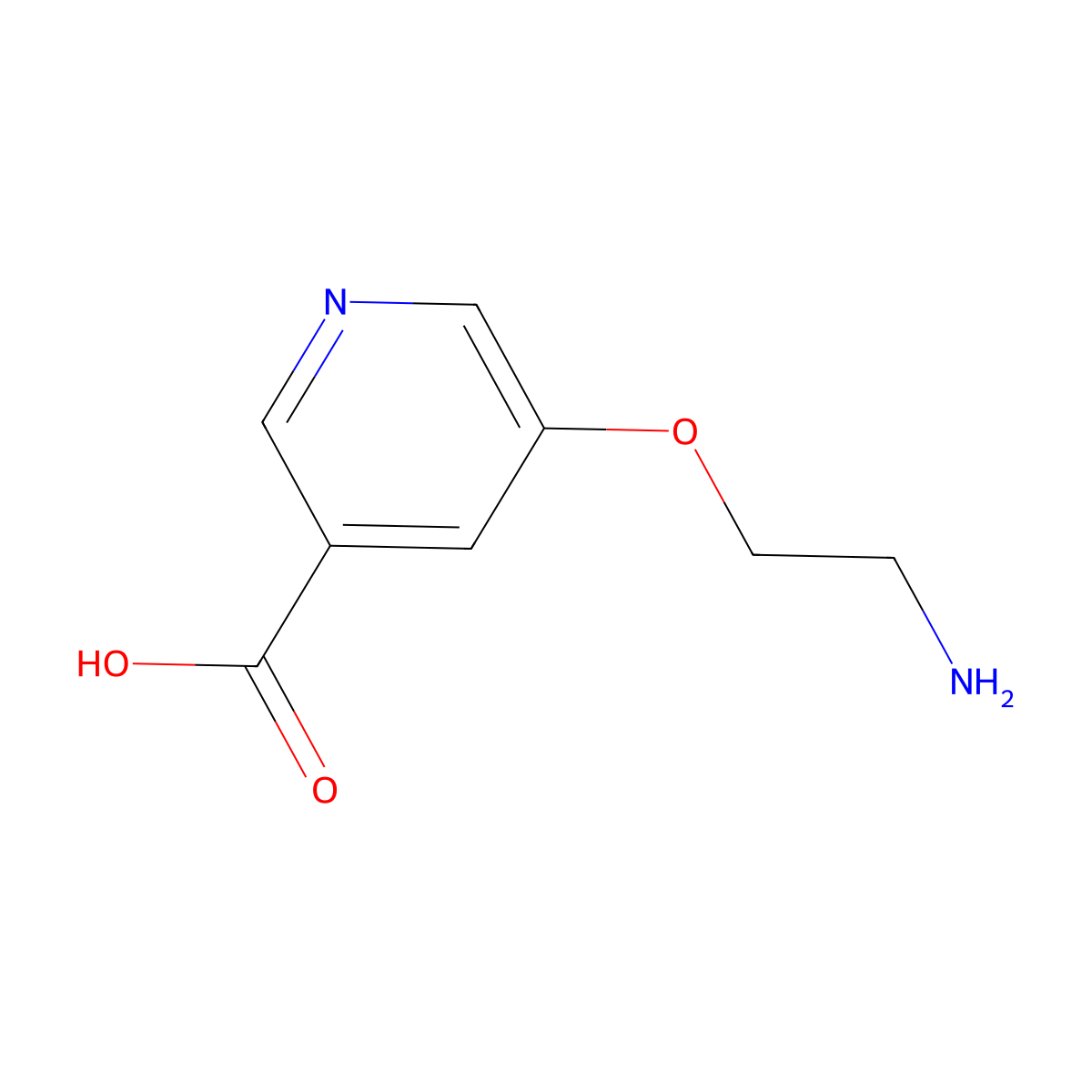5-(2-Aminoethoxy)pyridine-3-carboxylic acid molecular structure, CAS 1342544-78-8