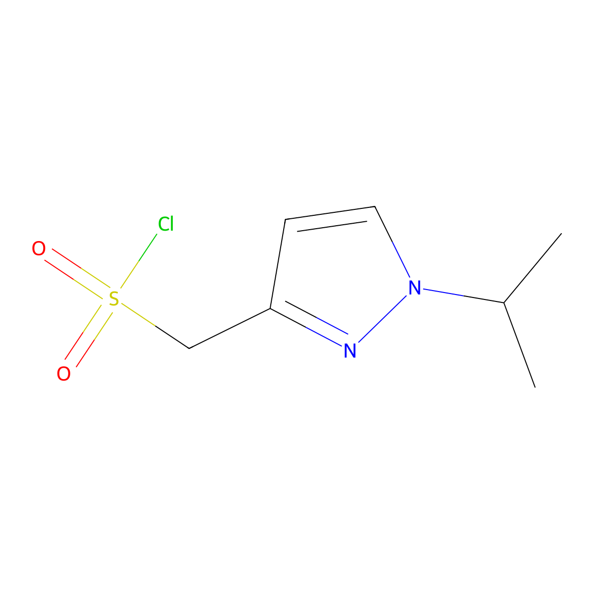 [1-(propan-2-yl)-1H-pyrazol-3-yl]methanesulfonyl chloride molecular structure, CAS 1342545-79-2