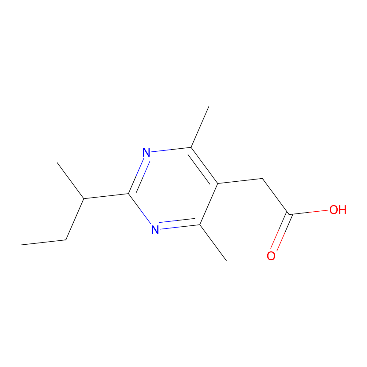 2-[2-(Butan-2-yl)-4,6-dimethylpyrimidin-5-yl]acetic acid molecular structure, CAS 1342546-72-8