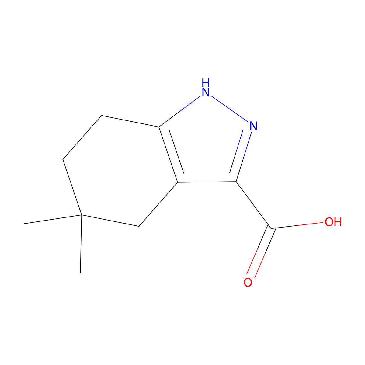 5,5-dimethyl-4,5,6,7-tetrahydro-1H-indazole-3-carboxylic acid molecular structure, CAS 1342547-91-4