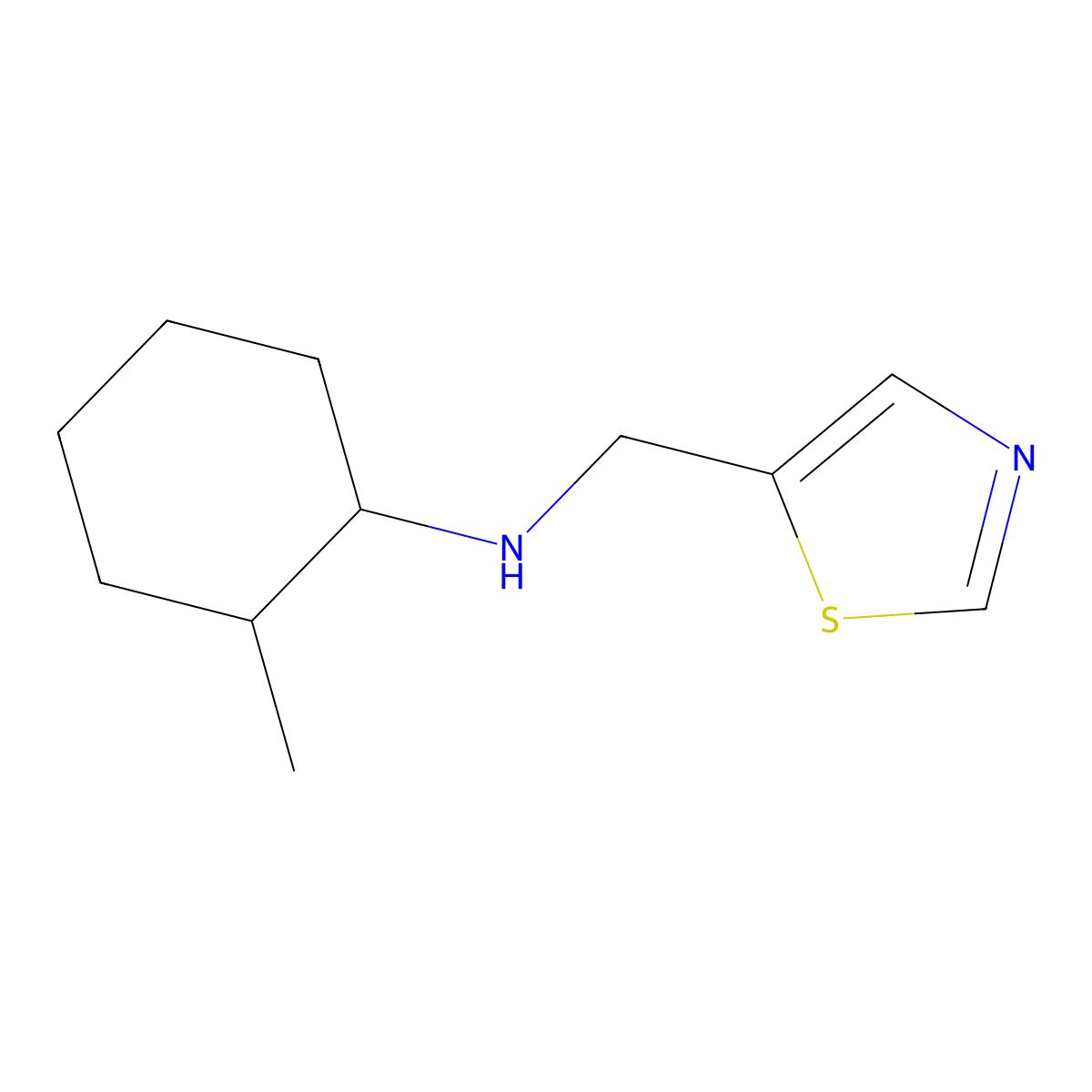 2-methyl-N-[(1,3-thiazol-5-yl)methyl]cyclohexan-1-amine molecular structure, CAS 1342549-42-1