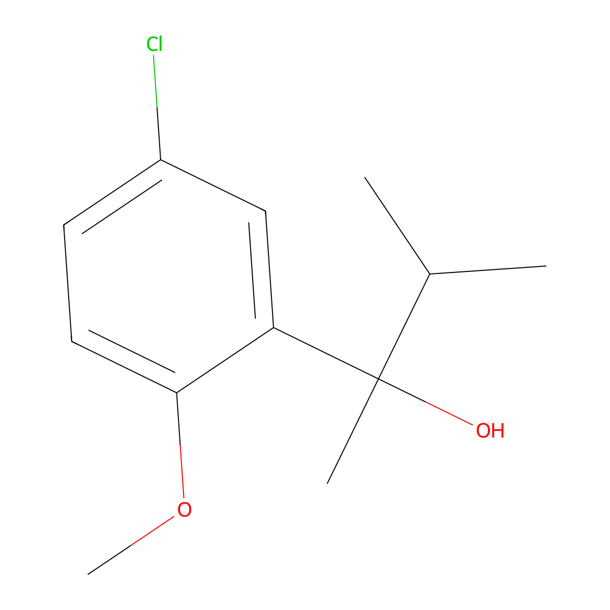2-(3-Chloro-6-methoxyphenyl)-3-methyl-butan-2-ol molecular structure, CAS 1342549-67-0