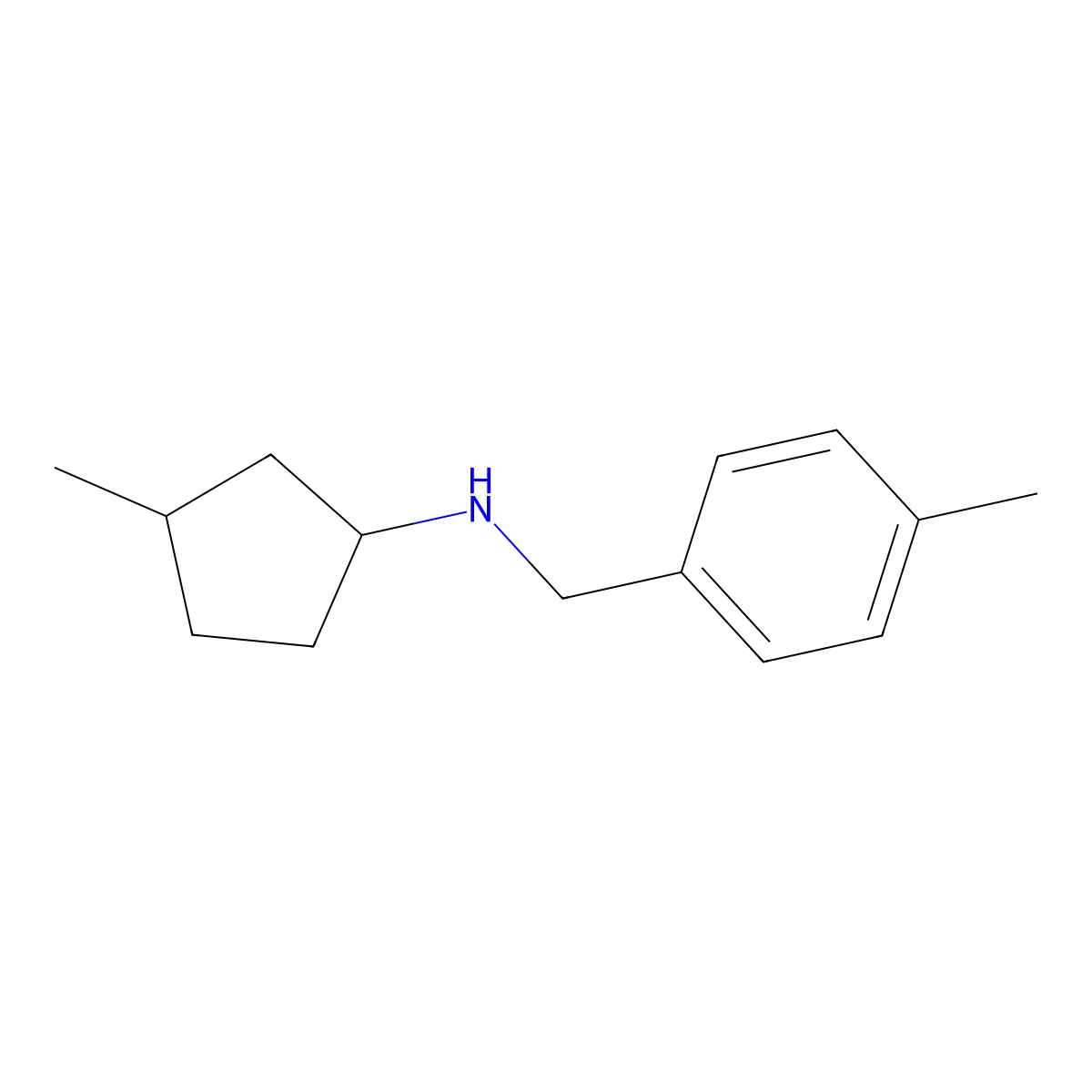 3-methyl-N-[(4-methylphenyl)methyl]cyclopentan-1-amine molecular structure, CAS 1342551-21-6