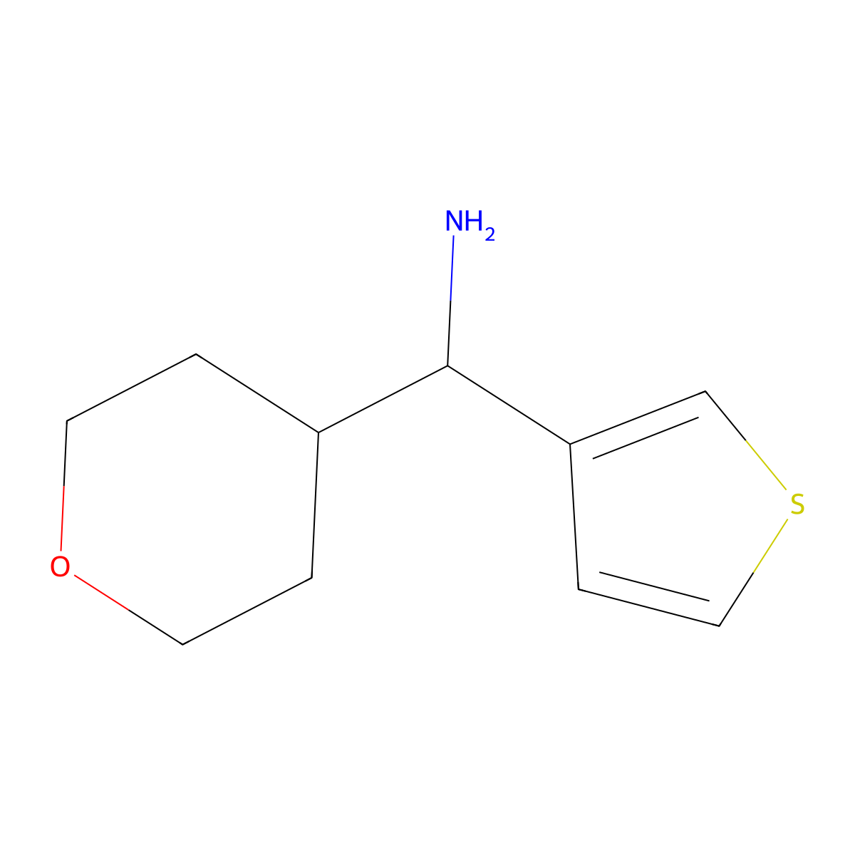 (Tetrahydro-2H-pyran-4-yl)(thiophen-3-yl)methanamine molecular structure, CAS 1342551-51-2