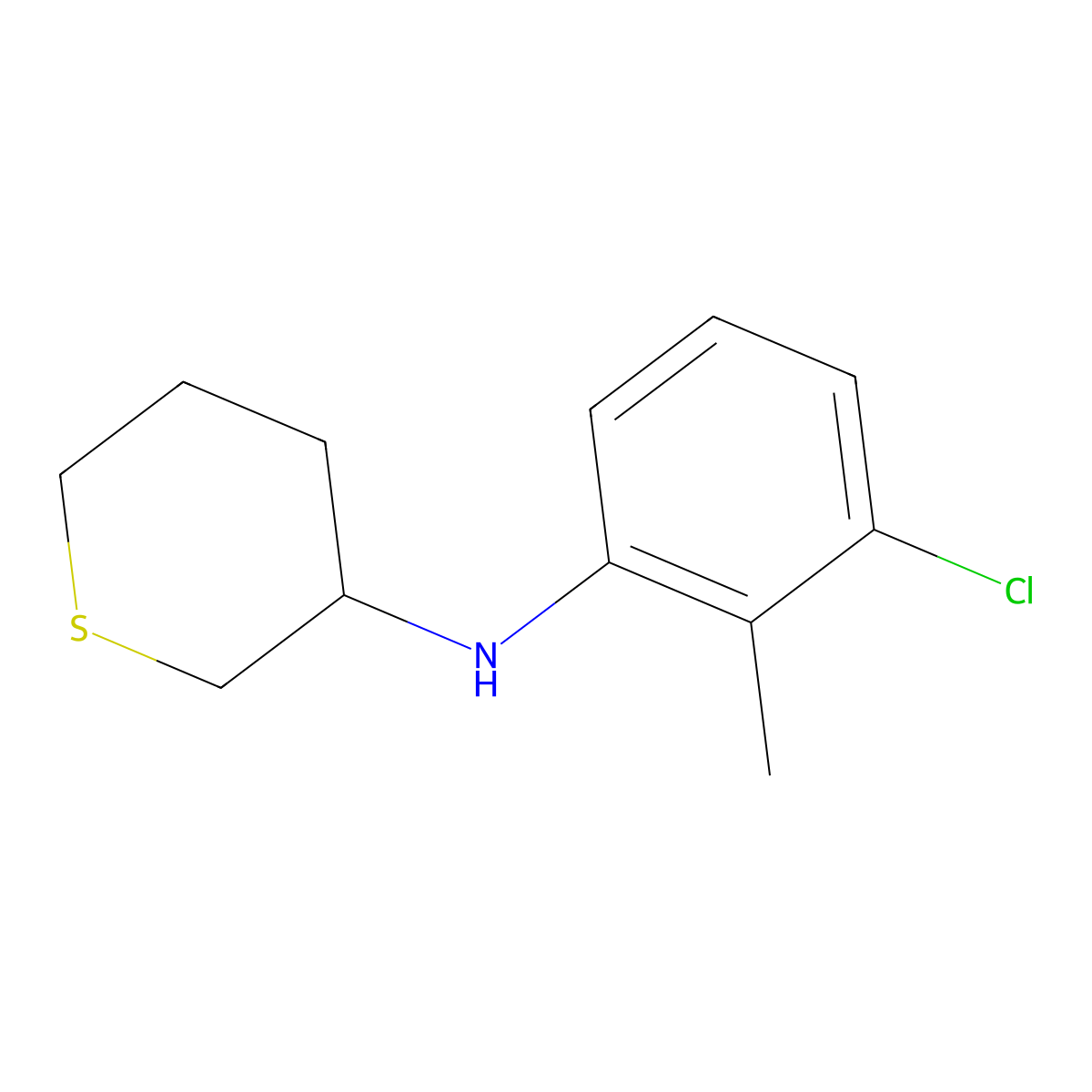 N-(3-chloro-2-methylphenyl)thian-3-amine molecular structure, CAS 1342553-13-2