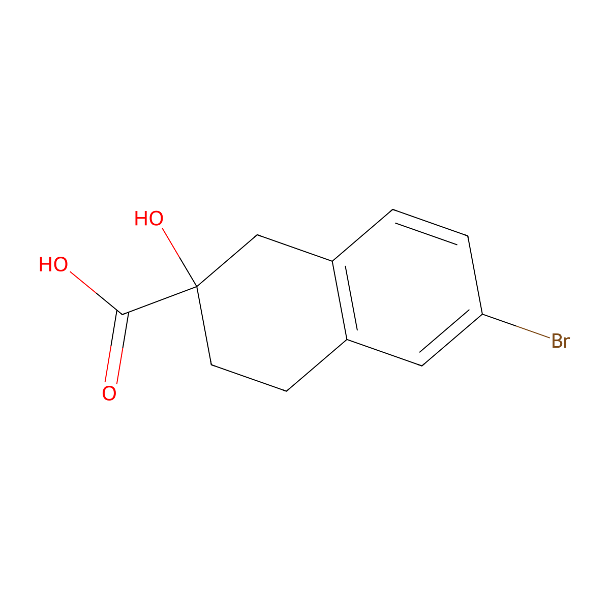 6-Bromo-2-hydroxy-1,2,3,4-tetrahydronaphthalene-2-carboxylic acid molecular structure, CAS 1342559-20-9