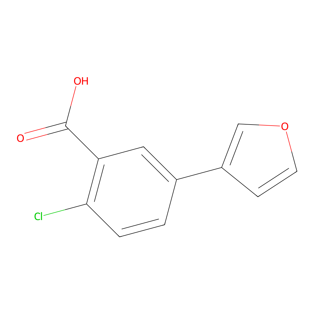 2-Chloro-5-(furan-3-yl)benzoic acid molecular structure, CAS 1342559-48-1