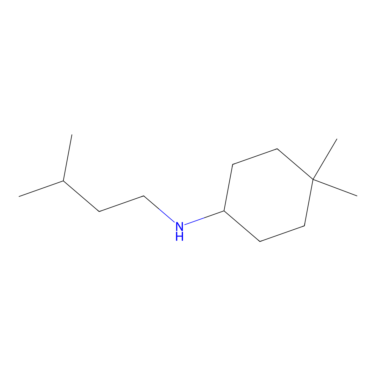 4,4-dimethyl-N-(3-methylbutyl)cyclohexan-1-amine molecular structure, CAS 1342559-96-9