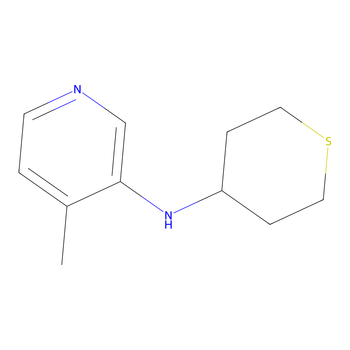 4-methyl-N-(thian-4-yl)pyridin-3-amine molecular structure, CAS 1342564-32-2