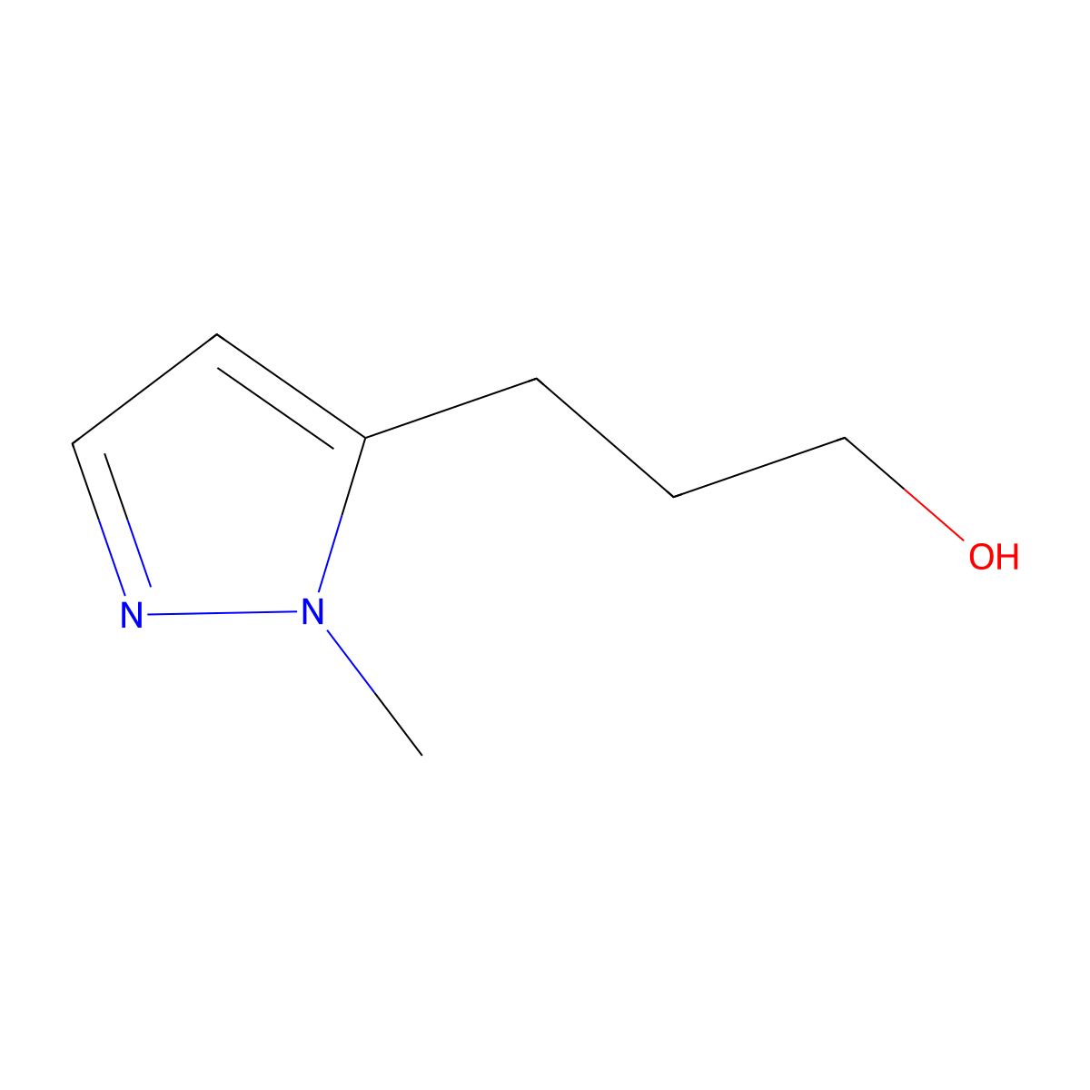 3-(1-methyl-1H-pyrazol-5-yl)propan-1-ol molecular structure, CAS 1342565-73-4