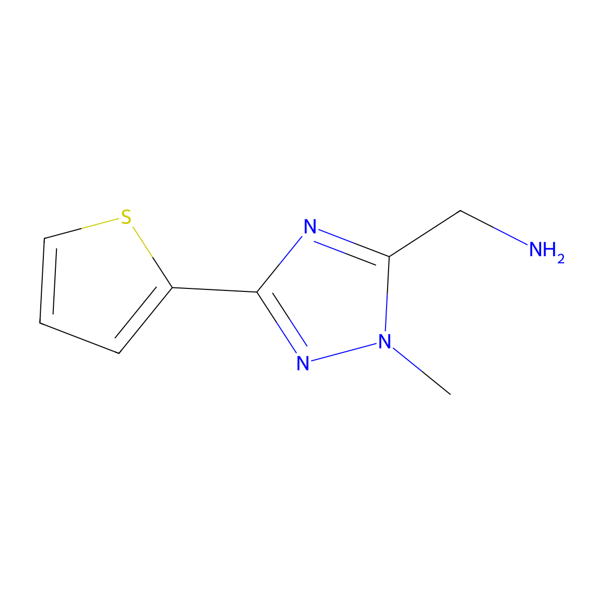(1-Methyl-3-(thiophen-2-yl)-1h-1,2,4-triazol-5-yl)methanamine molecular structure, CAS 1342566-86-2