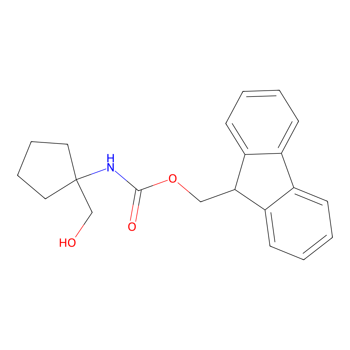 (9H-fluoren-9-yl)methyl N-[1-(hydroxymethyl)cyclopentyl]carbamate molecular structure, CAS 1342567-12-7
