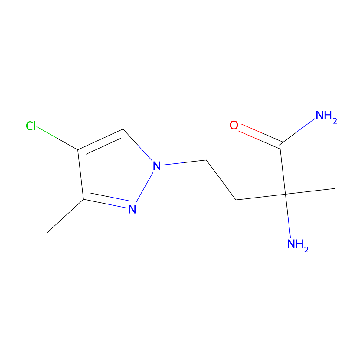 2-Amino-4-(4-chloro-3-methyl-1h-pyrazol-1-yl)-2-methylbutanamide molecular structure, CAS 1342567-38-7