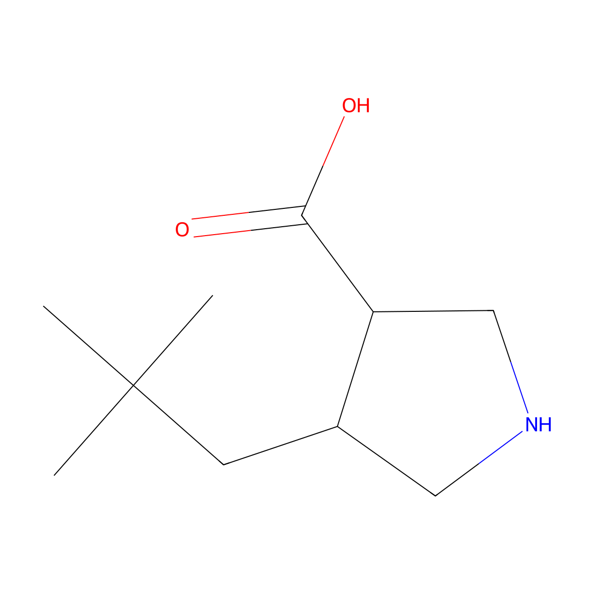 4-(2,2-Dimethylpropyl)pyrrolidine-3-carboxylic acid molecular structure, CAS 1342567-49-0