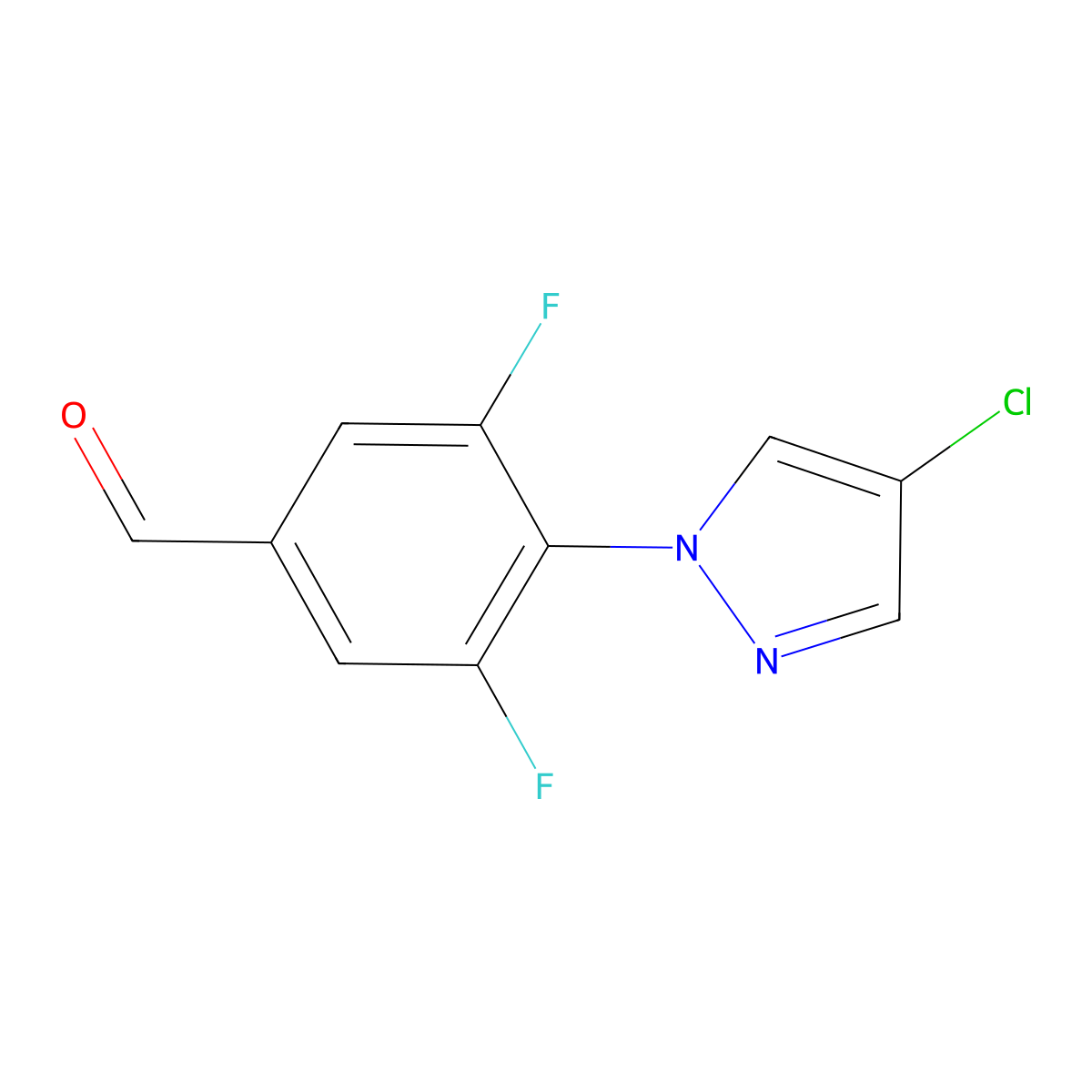 4-(4-Chloro-1h-pyrazol-1-yl)-3,5-difluorobenzaldehyde molecular structure, CAS 1342568-85-7