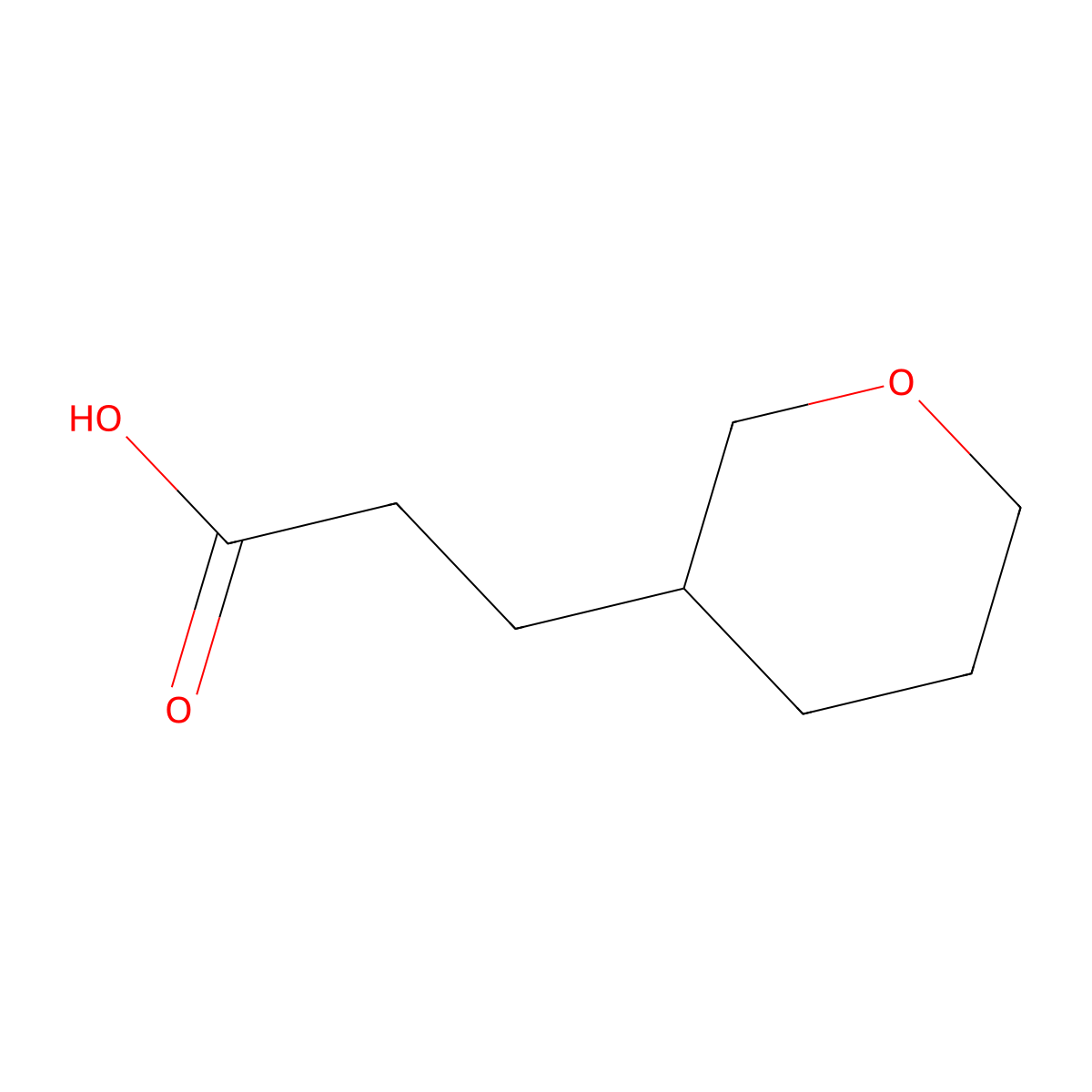 3-(Oxan-3-yl)propanoic acid molecular structure, CAS 1342572-49-9