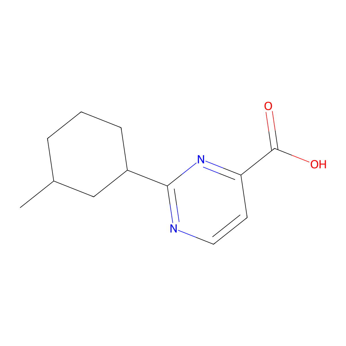 2-(3-Methylcyclohexyl)pyrimidine-4-carboxylic acid molecular structure, CAS 1342573-84-5