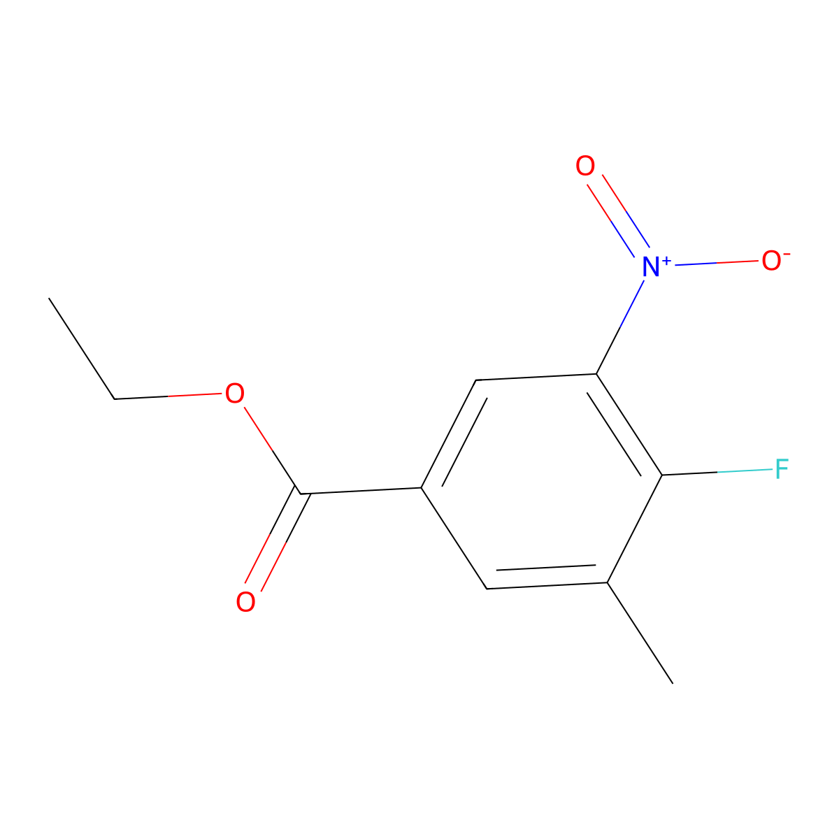 Ethyl 4-fluoro-3-methyl-5-nitrobenzoate molecular structure, CAS 1342580-15-7