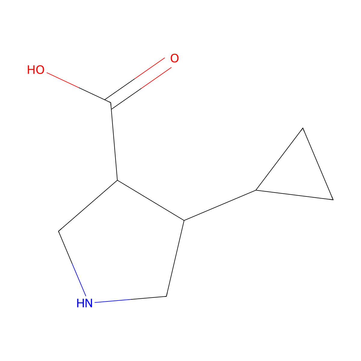 4-Cyclopropylpyrrolidine-3-carboxylic acid molecular structure, CAS 1342580-34-0