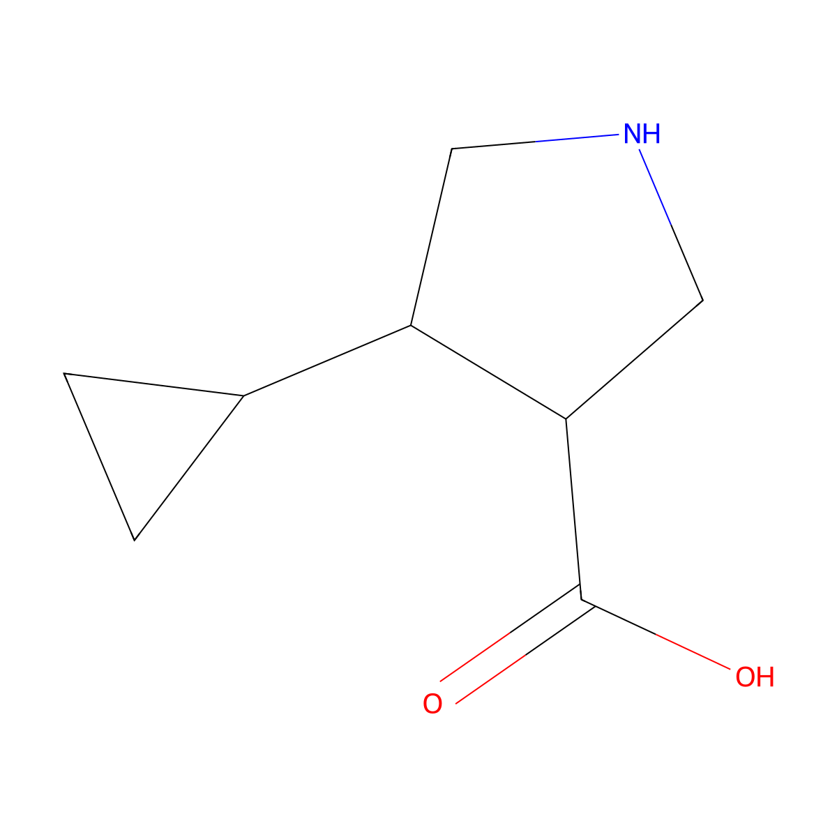 4-Cyclopropylpyrrolidine-3-carboxylic acid molecular structure, CAS 1342580-34-0