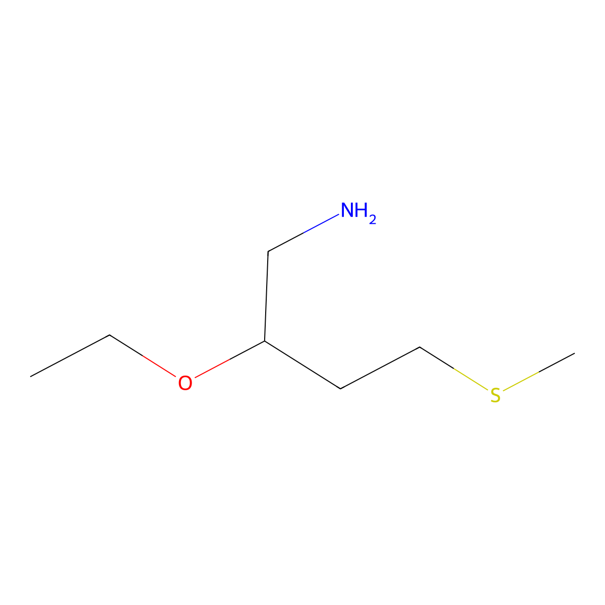 2-Ethoxy-4-(methylsulfanyl)butan-1-amine molecular structure, CAS 1342581-85-4