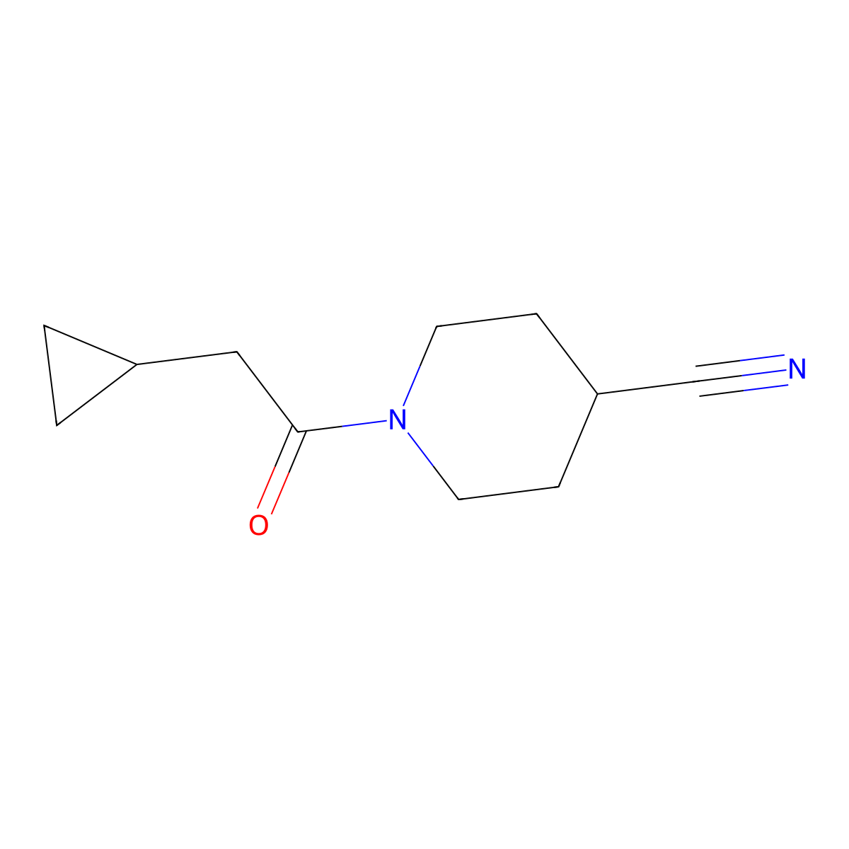 1-(2-Cyclopropylacetyl)piperidine-4-carbonitrile molecular structure, CAS 1342582-00-6